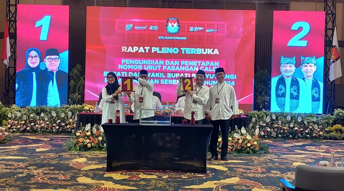 KPU Tetapkan Nomor Urut Paslon Bupati-Wakil Bupati Banyuwangi, Ipuk-Muji 1 dan Ali-Ali 2